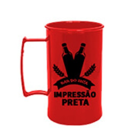 CANECAS E COPOS CANECAS PLÁSTICAS CHOPP 300ML IMPRESSÃO 1 COR LEITOSA VERMELHO Preto e branco frente - 50 un.