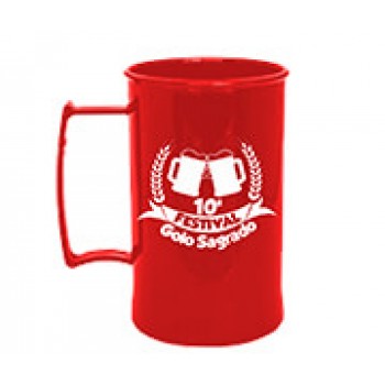 CANECAS E COPOS CANECAS PLÁSTICAS CHOPP 300ML IMPRESSÃO 1 COR LEITOSA VERMELHO Preto e branco frente - 300 un.