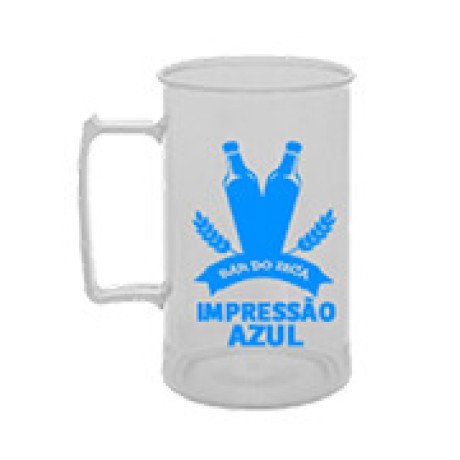 CANECAS E COPOS CANECAS PLÁSTICAS CHOPP 300ML IMPRESSÃO 1 COR TRANSPARENTE CRISTAL 3000 un. - Preto e branco frente