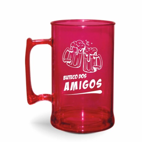 CANECAS E COPOS CANECAS PLÁSTICAS CHOPP 300ML IMPRESSÃO 1 COR TRANSPARENTE ROSA 50 un. - Preto e branco frente