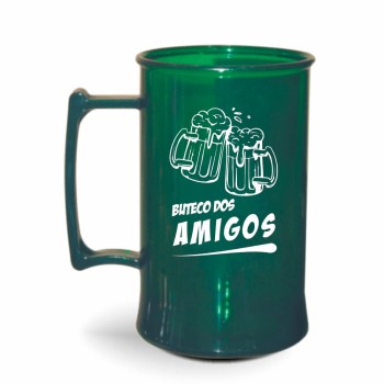 CANECAS E COPOS CANECAS PLÁSTICAS CHOPP 300ML IMPRESSÃO 1 COR TRANSPARENTE VERDE 100 un. - Preto e branco frente