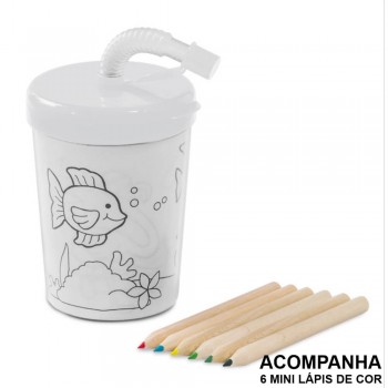 CANECAS E COPOS COPO PARA VIAGEM PADRÃO PP E PS 200ML PARA COLORIR COM TAMPA BRANCA 50 un.