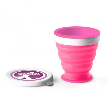 CANECAS E COPOS COPO PARA VIAGEM PERSONALIZADO DOBRÁVEL EM SILICONE 240ML ROSA Colorido frente - 50 un.