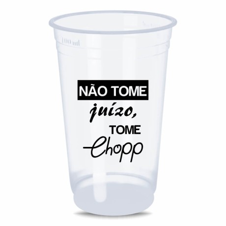 CANECAS E COPOS COPOS DESCARTÁVEIS 400ML IMPRESSÃO SILK TRANSPARENTE 50 un. - Preto e branco frente e verso
