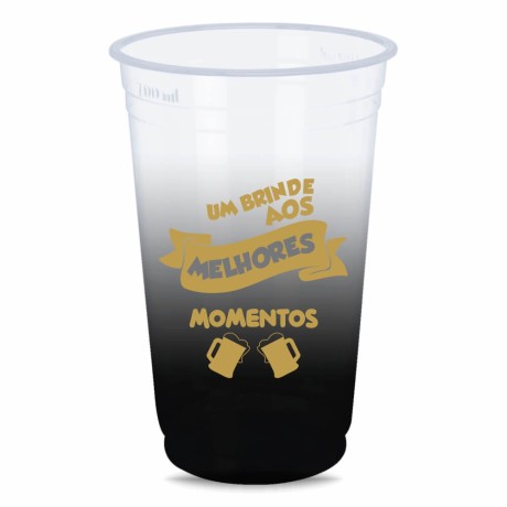 CANECAS E COPOS COPOS DESCARTÁVEIS 500ML IMPRESSÃO SILK DEGRADÊ 5000 un. - Preto e branco frente e verso