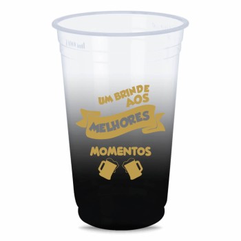CANECAS E COPOS COPOS DESCARTÁVEIS 700ML IMPRESSÃO SILK DEGRADÊ 5000 un. - Preto e branco frente e verso
