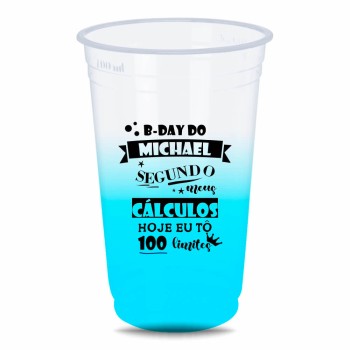 CANECAS E COPOS COPOS DESCARTÁVEIS 700ML IMPRESSÃO SILK DEGRADÊ 50 un. - Preto e branco frente e verso
