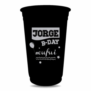 CANECAS E COPOS COPOS DESCARTÁVEIS 700ML IMPRESSÃO SILK FOSCO 500 un. - Preto e branco frente e verso