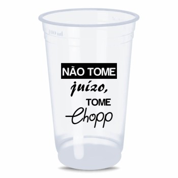 CANECAS E COPOS COPOS DESCARTÁVEIS 700ML IMPRESSÃO SILK TRANSPARENTE 50 un. - Preto e branco frente e verso