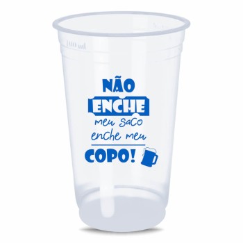CANECAS E COPOS COPOS DESCARTÁVEIS 700ML IMPRESSÃO SILK TRANSPARENTE 100 un. - Preto e branco frente e verso