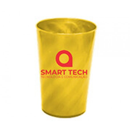 CANECAS E COPOS COPOS PLÁSTICOS COPO TWISTER 480ML IMPRESSÃO 1 COR LEITOSO AMARELO NEON Preto e branco frente - 1000 un.