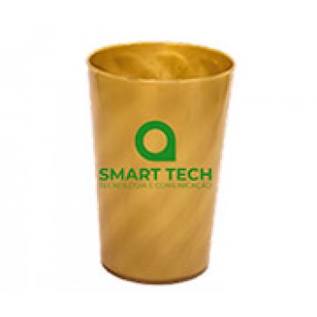 CANECAS E COPOS COPOS PLÁSTICOS COPO TWISTER 480ML IMPRESSÃO 1 COR LEITOSO DOURADO Preto e branco frente - 1000 un.