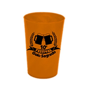 CANECAS E COPOS COPOS PLÁSTICOS COPO TWISTER 480ML IMPRESSÃO 1 COR LEITOSO LARANJA NEON Preto e branco frente - 250 un.