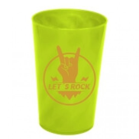 CANECAS E COPOS COPOS PLÁSTICOS COPO TWISTER 480ML IMPRESSÃO 1 COR LEITOSO VERDE NEON Preto e branco frente - 1000 un.
