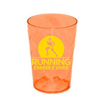 CANECAS E COPOS COPOS PLÁSTICOS COPO TWISTER 480ML IMPRESSÃO 1 COR TRANSPARENTE LARANJA NEON Preto e branco frente - 100 un.