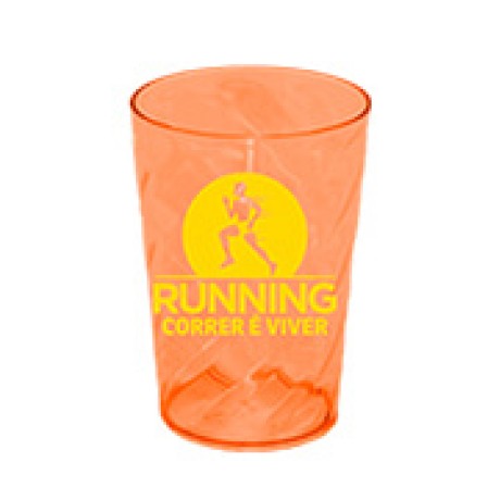 CANECAS E COPOS COPOS PLÁSTICOS COPO TWISTER 480ML IMPRESSÃO 1 COR TRANSPARENTE LARANJA NEON Preto e branco frente - 100 un.