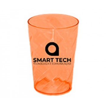 CANECAS E COPOS COPOS PLÁSTICOS COPO TWISTER 480ML IMPRESSÃO 1 COR TRANSPARENTE LARANJA NEON Preto e branco frente - 1000 un.