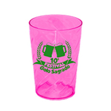 CANECAS E COPOS COPOS PLÁSTICOS COPO TWISTER 480ML IMPRESSÃO 1 COR TRANSPARENTE ROSA NEON 250 un. - Preto e branco frente