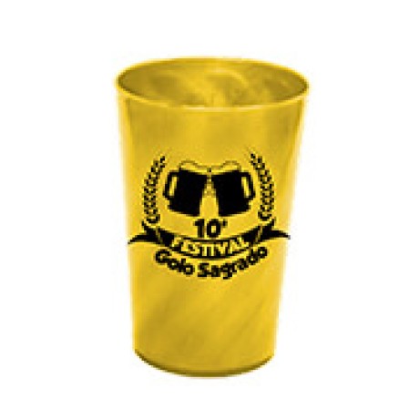 CANECAS E COPOS COPOS PLÁSTICOS COPO TWISTER 600ML IMPRESSÃO 1 COR LEITOSO AMARELO NEON 300 un. - Preto e branco frente