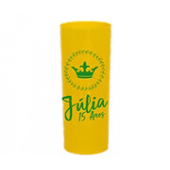 CANECAS E COPOS COPOS PLÁSTICOS LONG DRINK 350ML IMPRESSÃO 1 COR LEITOSO AMARELO Preto e branco frente - 1000 un.
