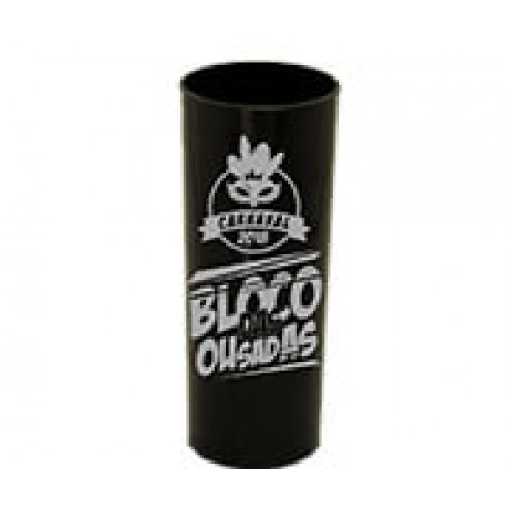CANECAS E COPOS COPOS PLÁSTICOS LONG DRINK 350ML IMPRESSÃO 1 COR LEITOSO PRETO Preto e branco frente - 500 un.