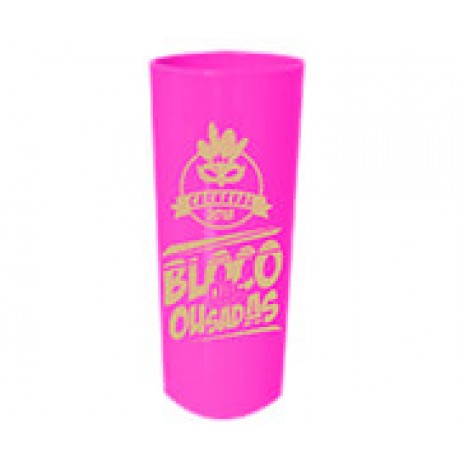CANECAS E COPOS COPOS PLÁSTICOS LONG DRINK 350ML IMPRESSÃO 1 COR LEITOSO ROSA Preto e branco frente - 500 un.