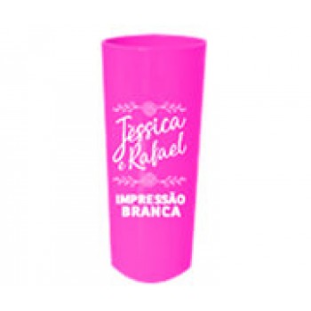 CANECAS E COPOS COPOS PLÁSTICOS LONG DRINK 350ML IMPRESSÃO 1 COR LEITOSO ROSA Preto e branco frente - 50 un.