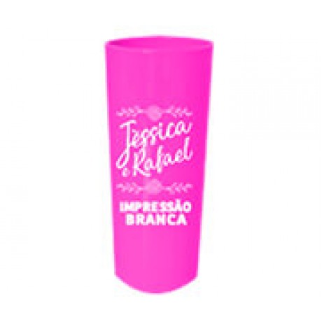 CANECAS E COPOS COPOS PLÁSTICOS LONG DRINK 350ML IMPRESSÃO 1 COR LEITOSO ROSA Preto e branco frente - 50 un.