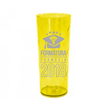 CANECAS E COPOS COPOS PLÁSTICOS LONG DRINK 350ML IMPRESSÃO 1 COR TRANSPARENTE AMARELO Preto e branco frente - 250 un.
