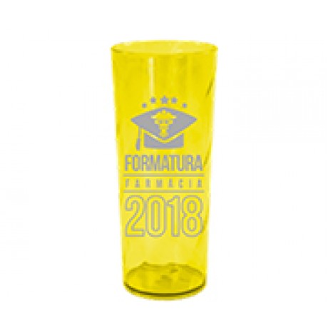 CANECAS E COPOS COPOS PLÁSTICOS LONG DRINK 350ML IMPRESSÃO 1 COR TRANSPARENTE AMARELO Preto e branco frente - 250 un.