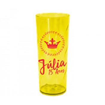 CANECAS E COPOS COPOS PLÁSTICOS LONG DRINK 350ML IMPRESSÃO 1 COR TRANSPARENTE AMARELO Preto e branco frente - 1000 un.