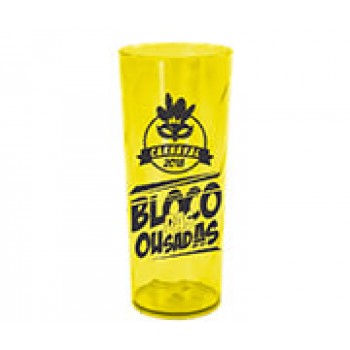 CANECAS E COPOS COPOS PLÁSTICOS LONG DRINK 350ML IMPRESSÃO 1 COR TRANSPARENTE AMARELO Preto e branco frente - 500 un.