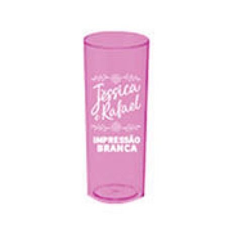 CANECAS E COPOS COPOS PLÁSTICOS LONG DRINK 350ML IMPRESSÃO 1 COR TRANSPARENTE ROSA Preto e branco frente - 100 un.