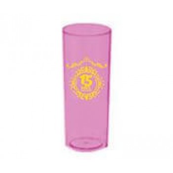 CANECAS E COPOS COPOS PLÁSTICOS LONG DRINK 350ML IMPRESSÃO 1 COR TRANSPARENTE ROSA Preto e branco frente - 500 un.