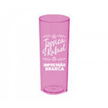 CANECAS E COPOS COPOS PLÁSTICOS LONG DRINK 350ML IMPRESSÃO 1 COR TRANSPARENTE ROSA Preto e branco frente - 100 un.