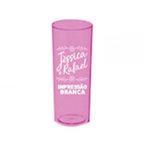 CANECAS E COPOS COPOS PLÁSTICOS LONG DRINK 350ML IMPRESSÃO 1 COR TRANSPARENTE ROSA Preto e branco frente - 100 un.