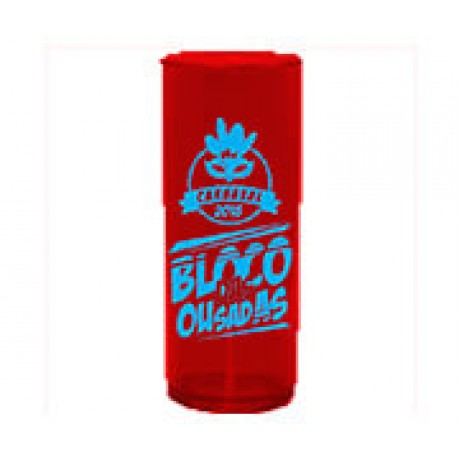 CANECAS E COPOS COPOS PLÁSTICOS LONG DRINK 350ML IMPRESSÃO 1 COR TRANSPARENTE VERMELHO Preto e branco frente - 500 un.