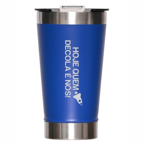 CANECAS E COPOS COPOS TÉRMICOS MODELO COM ABRIDOR 470ML AZUL Preto e branco frente - 1 un.