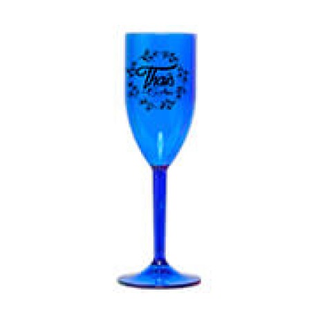 CANECAS E COPOS TAÇAS PLÁSTICAS TAÇA 180ML IMPRESSÃO 1 COR TRANSPARENTE AZUL Preto e branco frente - 250 un.