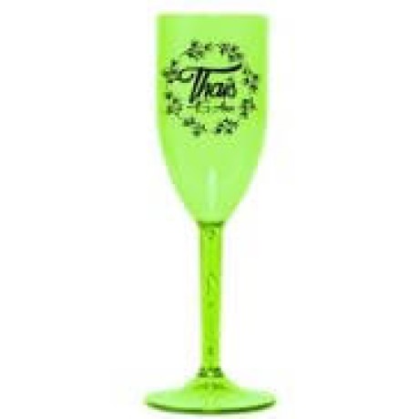 CANECAS E COPOS TAÇAS PLÁSTICAS TAÇA 180ML IMPRESSÃO 1 COR TRANSPARENTE VERDE NEON Preto e branco frente - 500 un.