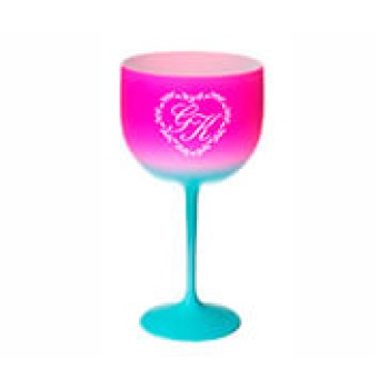 CANECAS E COPOS TAÇAS PLÁSTICAS TAÇA DE GIN 580ML IMPRESSÃO 1 COR BICOLOR ROSA E AZUL Preto e branco frente - 100 un.