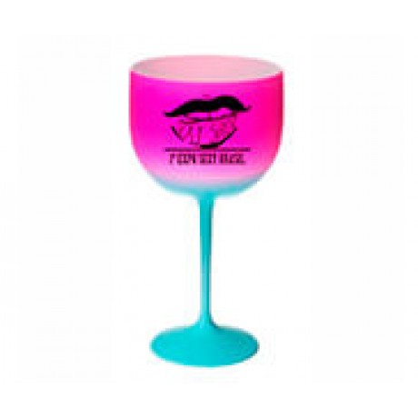 CANECAS E COPOS TAÇAS PLÁSTICAS TAÇA DE GIN 580ML IMPRESSÃO 1 COR BICOLOR ROSA E AZUL Preto e branco frente - 300 un.