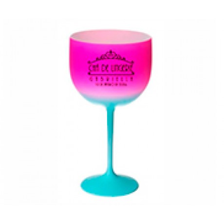 CANECAS E COPOS TAÇAS PLÁSTICAS TAÇA DE GIN 580ML IMPRESSÃO 1 COR BICOLOR ROSA E AZUL Preto e branco frente - 500 un.