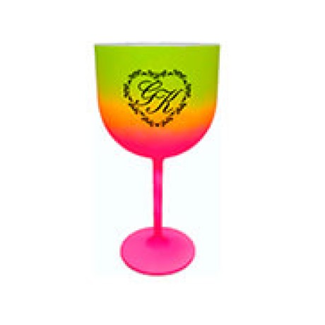 CANECAS E COPOS TAÇAS PLÁSTICAS TAÇA DE GIN 580ML IMPRESSÃO 1 COR BICOLOR VERDE E ROSA Preto e branco frente - 50 un.