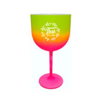 CANECAS E COPOS TAÇAS PLÁSTICAS TAÇA DE GIN 580ML IMPRESSÃO 1 COR BICOLOR VERDE E ROSA Preto e branco frente - 1000 un.