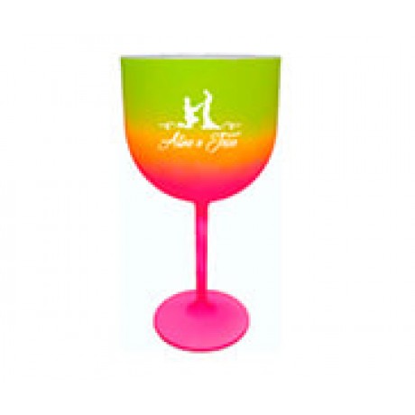 CANECAS E COPOS TAÇAS PLÁSTICAS TAÇA DE GIN 580ML IMPRESSÃO 1 COR BICOLOR VERDE E ROSA Preto e branco frente - 500 un.