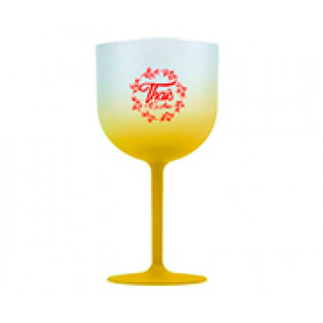 CANECAS E COPOS TAÇAS PLÁSTICAS TAÇA DE GIN 580ML IMPRESSÃO 1 COR DEGRADÊ AMARELO Preto e branco frente - 100 un.