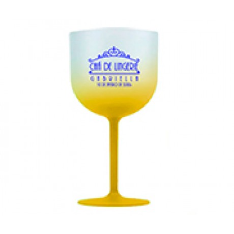 CANECAS E COPOS TAÇAS PLÁSTICAS TAÇA DE GIN 580ML IMPRESSÃO 1 COR DEGRADÊ AMARELO Preto e branco frente - 300 un.