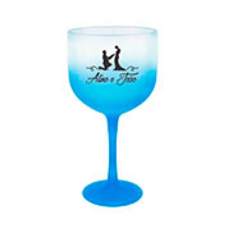 CANECAS E COPOS TAÇAS PLÁSTICAS TAÇA DE GIN 580ML IMPRESSÃO 1 COR DEGRADÊ AZUL TIFFANY 50 un. - Preto e branco frente