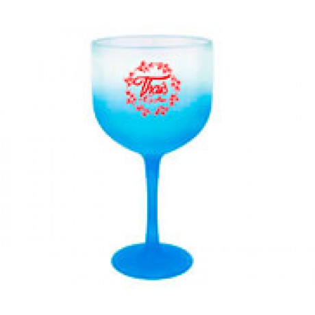 CANECAS E COPOS TAÇAS PLÁSTICAS TAÇA DE GIN 580ML IMPRESSÃO 1 COR DEGRADÊ AZUL TIFFANY Preto e branco frente - 100 un.